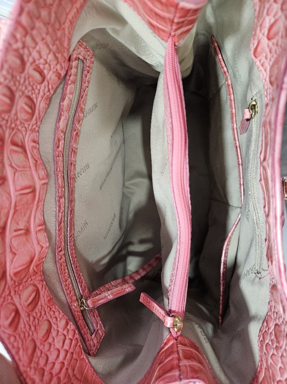Brahmin Fiora Croc-Embossed Pink Bucket Bag - Picture 13 of 15